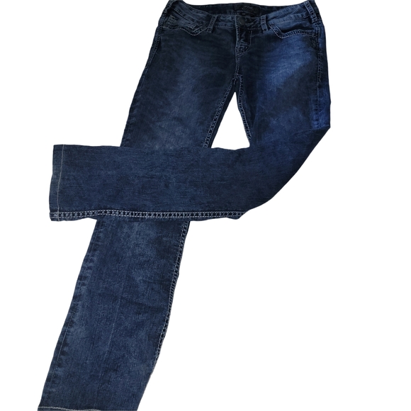 Silver Berkley Blue Denim Low Rise Straight Leg Jeans 28 - Picture 3 of 4